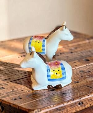 Vintage Donkey Salt & Pepper Shakers | Made in Japan Ceramic Mule Figurines